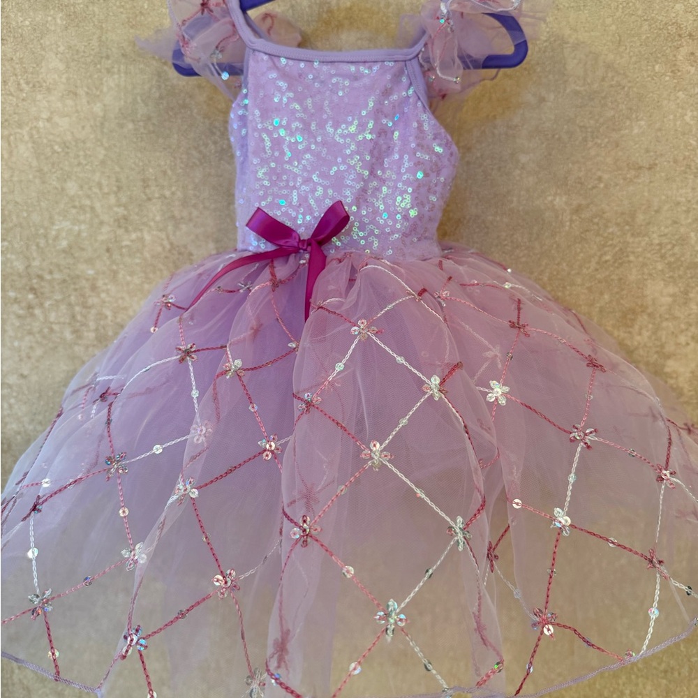 Purple Sequin Kids Costume Dress